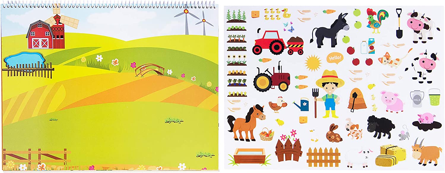 Farm Stickers, with a background of a farm